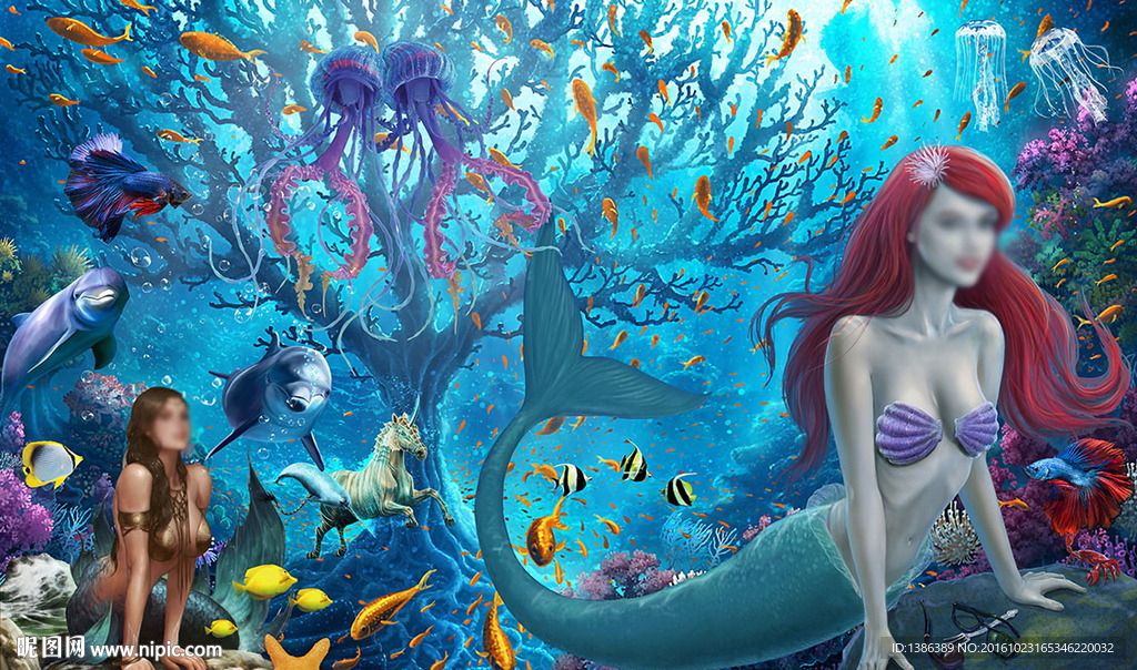 梦幻海底世界美人鱼背景