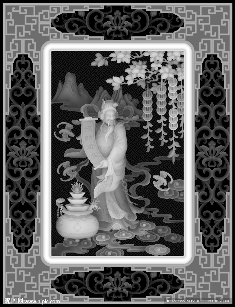 精品福祿壽灰度圖
