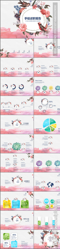 清新手繪水彩述職報(bào)告PPT模板