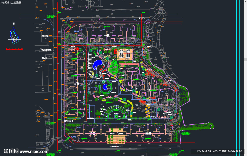 小区景观景观总平面设计图__景观设计_环境设计_设计图库_昵图网nipic
