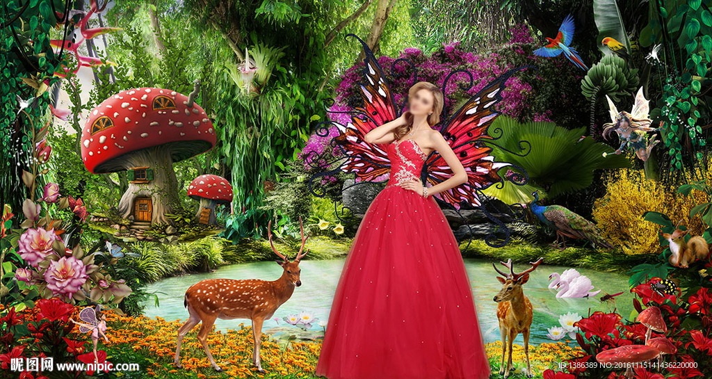 森林爱丽丝仙境花园婚纱写真背景