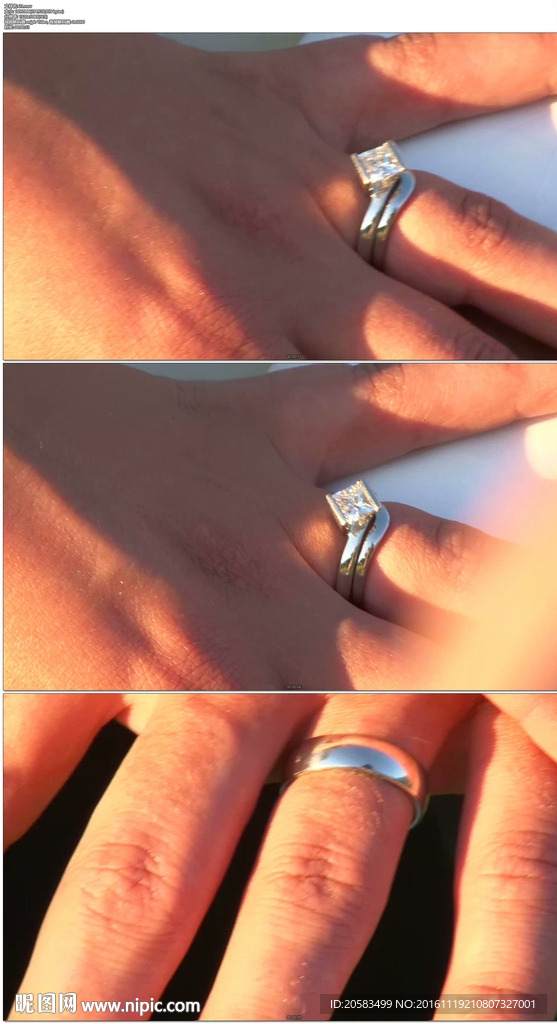 新婚夫婦展示結(jié)婚戒指