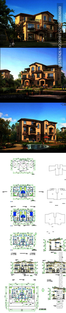 西班牙双拼别墅CAD图纸
