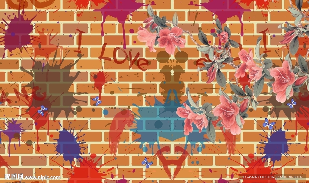 涂鸦时尚花卉墙面背景墙