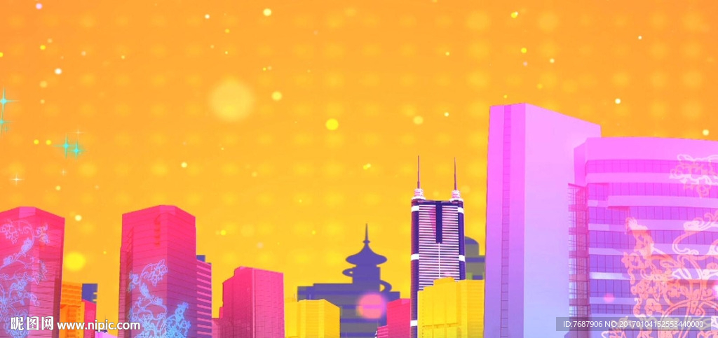 新年 彩色城市 动态视频