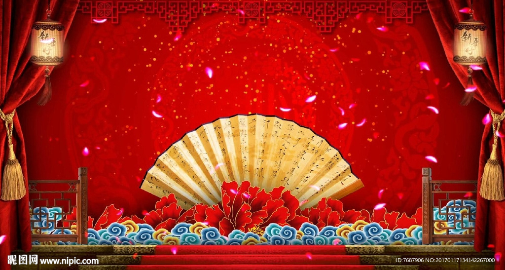 led晚會戲曲背景 大戲臺