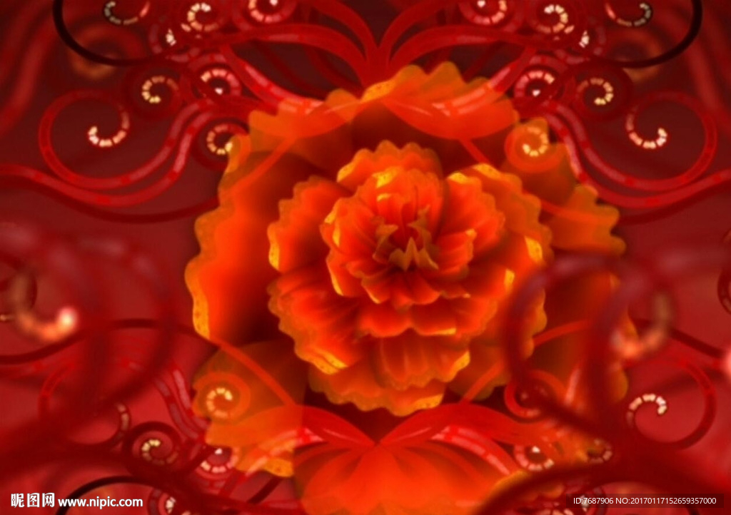 大氣紅花牡丹