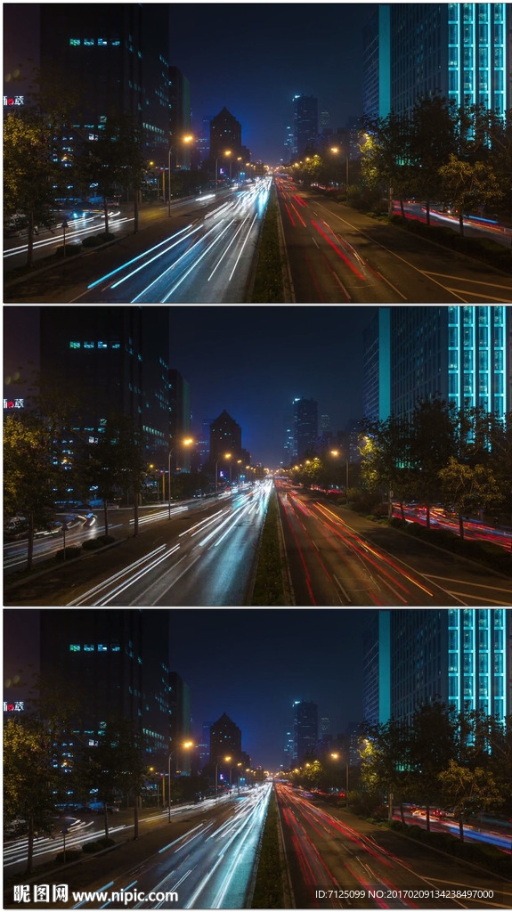 城市夜间交通车流线