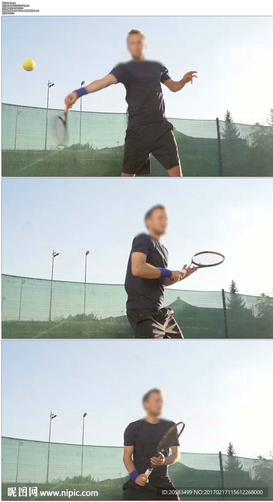 网球运动员击球的慢镜头