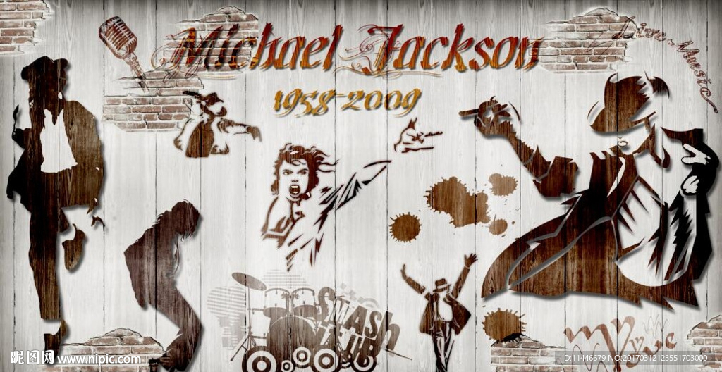 迈克尔杰克逊复古工装背景墙