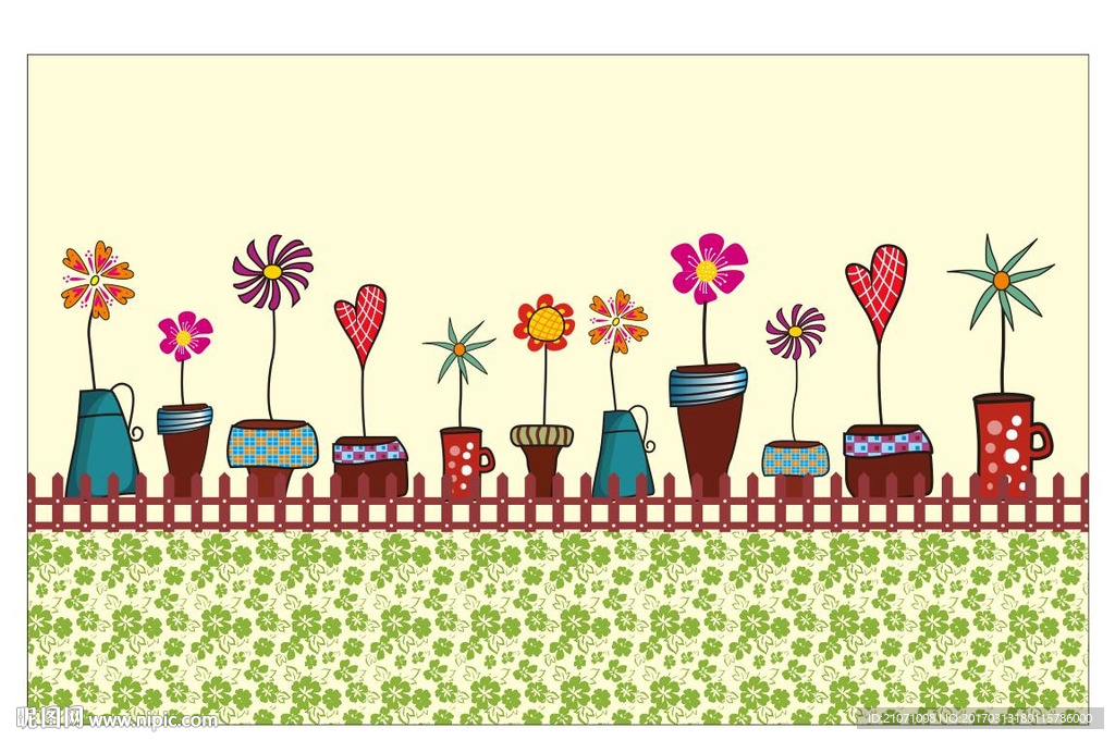 墻紙 卡通花草墻紙