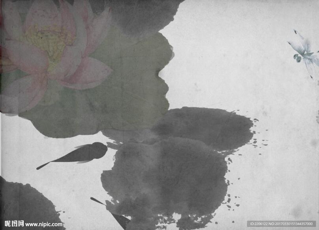 水墨蓮花魚兒游動30秒動畫