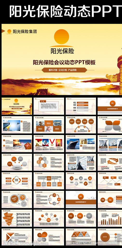结构完整阳光保险专用PPT模板