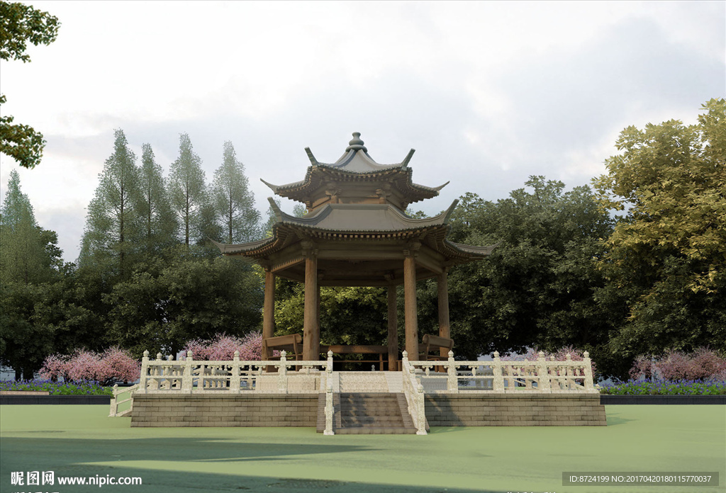 重檐六角亭（09帶材質(zhì)）