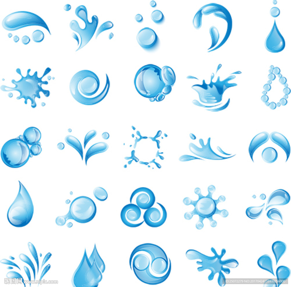造型各異的水元素圖標(biāo)PSD分層