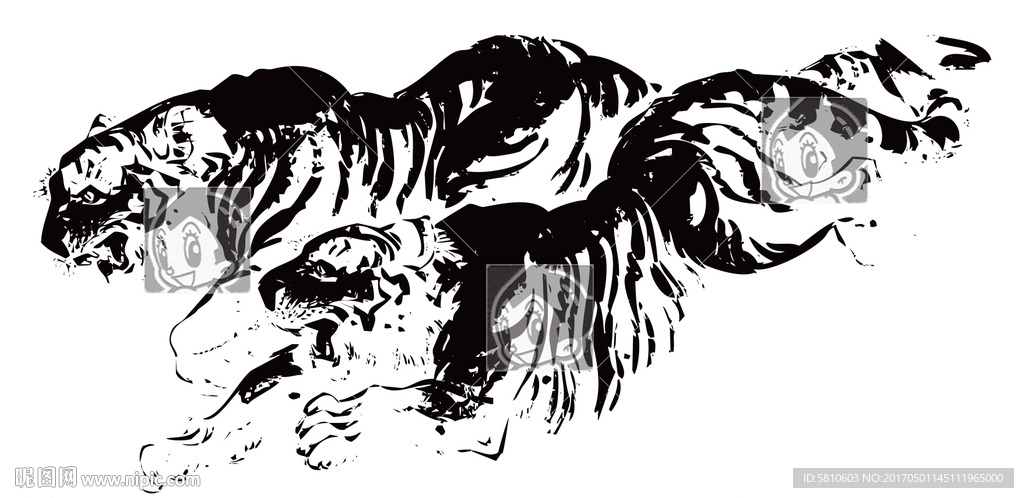 老虎 书法绘画