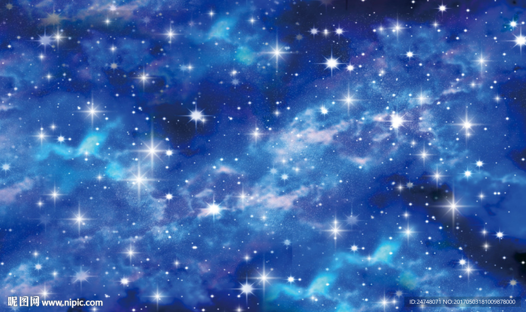 唯美蓝色宇宙星空背景墙