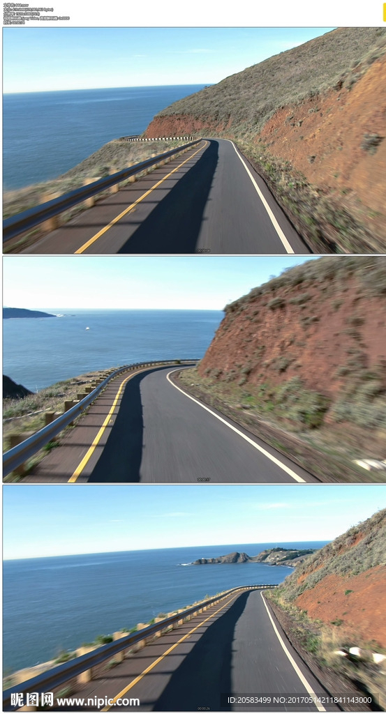 加利福尼亞海邊公路開車前進