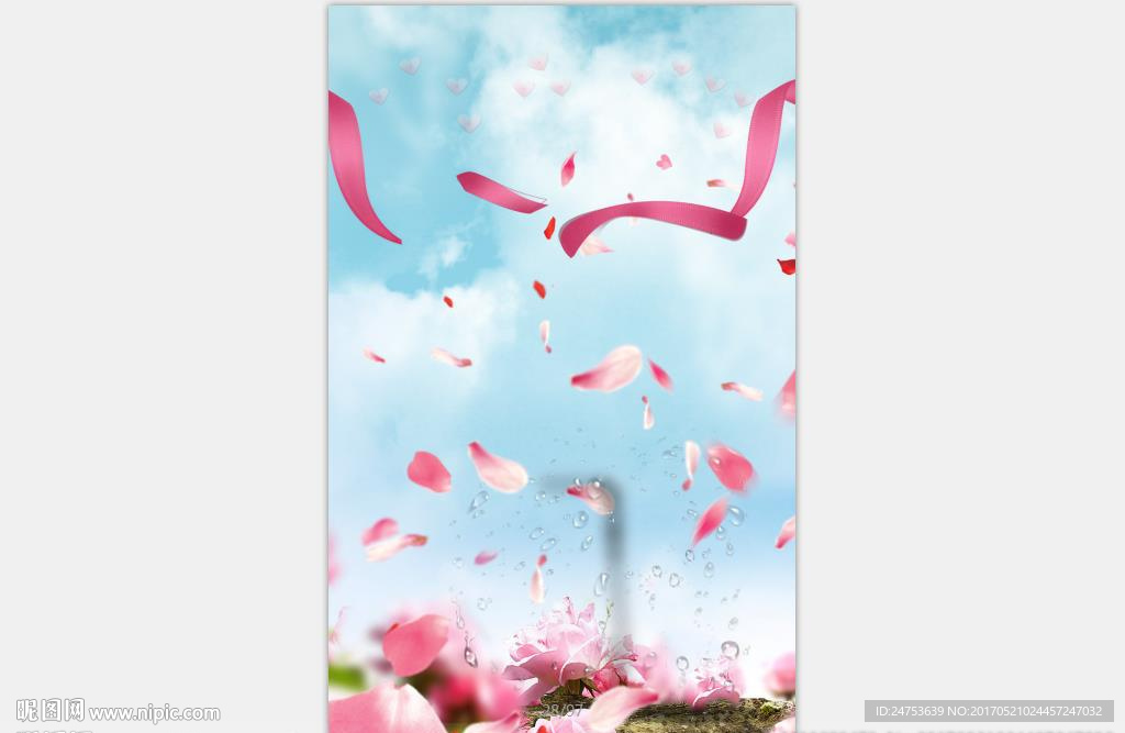 粉红花瓣海报背景