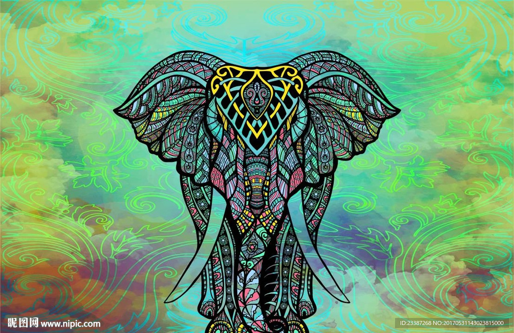 大象挂毯图案