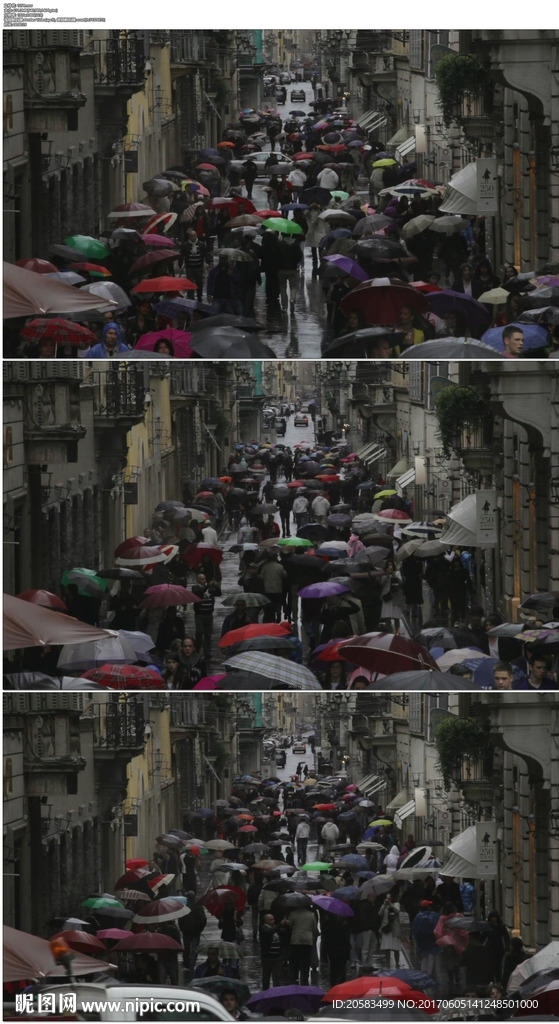 雨巷撑伞的人群