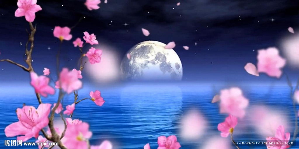 中秋節(jié)led舞臺(tái)背景花海圓月