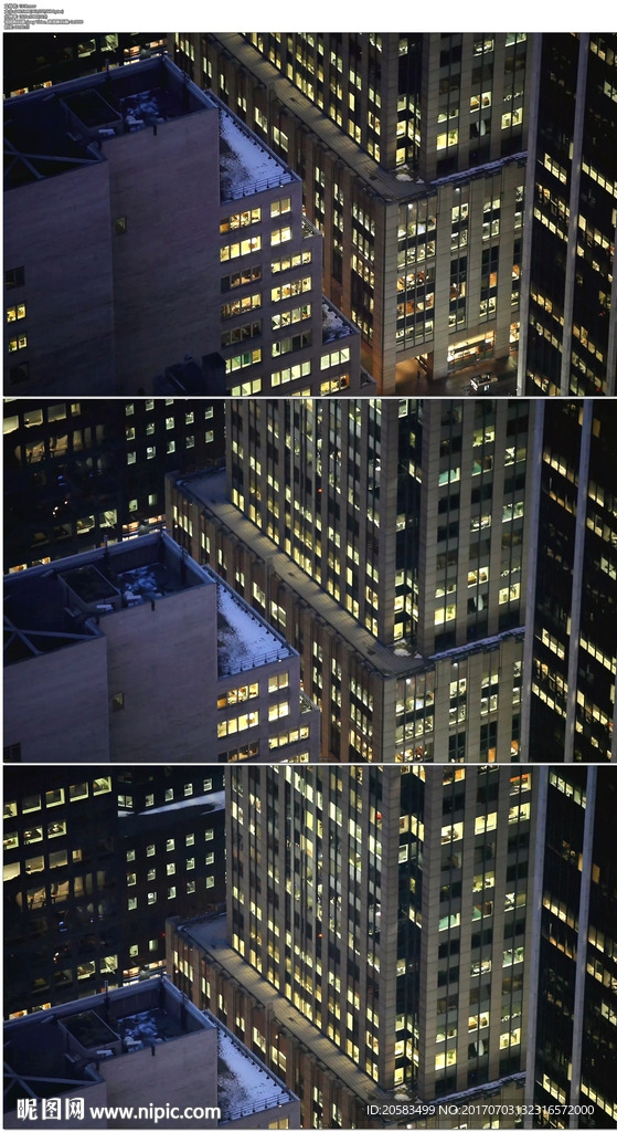 曼哈顿夜晚灯光建筑