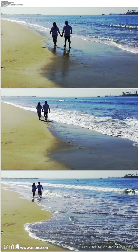 情侣海滩手拉手
