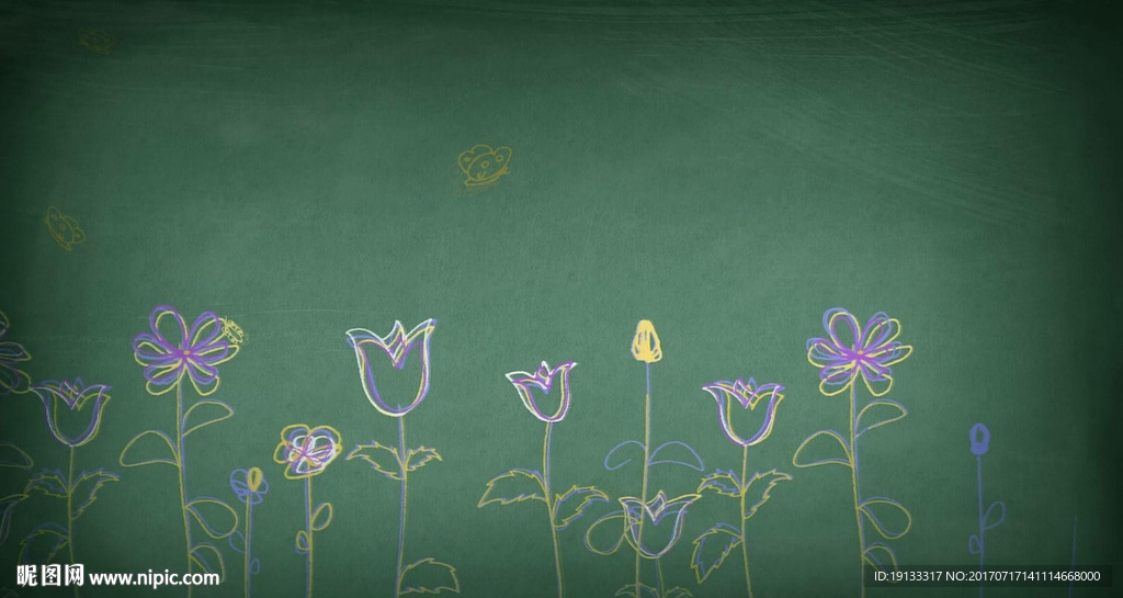 黑板手绘花朵动漫背景视频素材