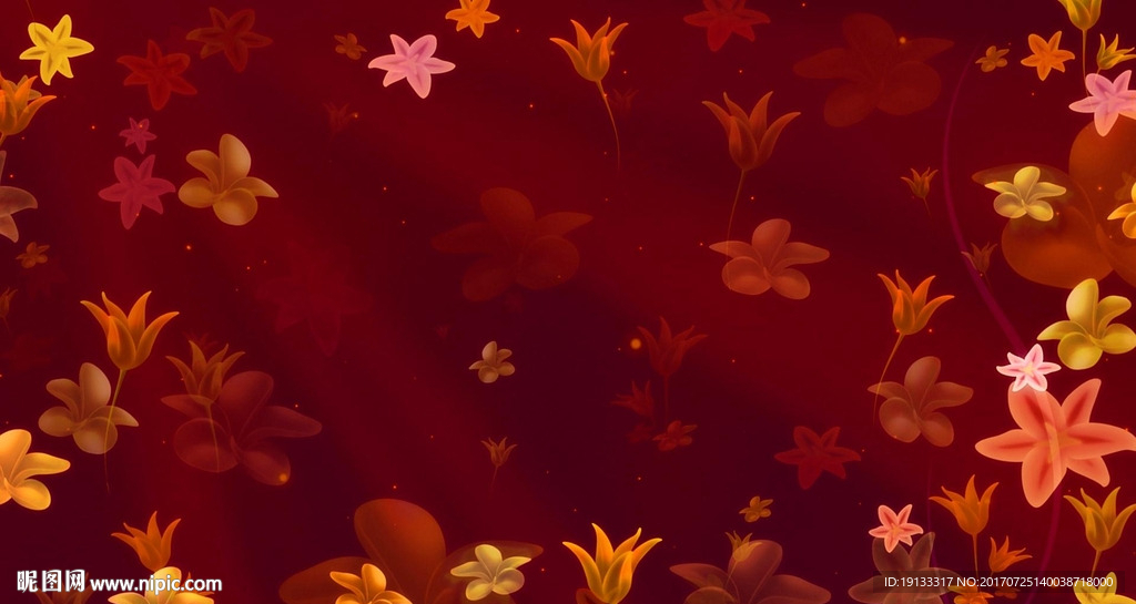 炫丽红色花朵视频背景素材