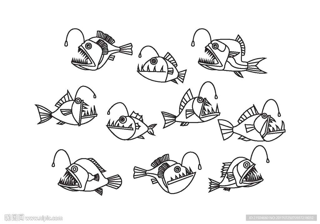 精致矢量有趣鱼类安康鱼图标