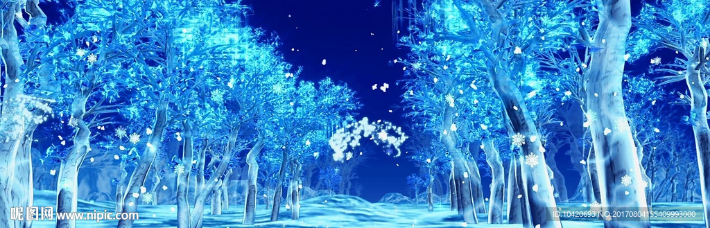 唯美雪花飄落冰雪LED大屏素材