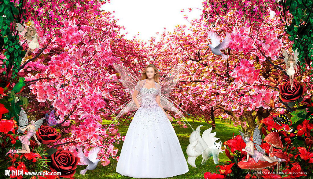 粉色花园婚礼婚庆写真背景