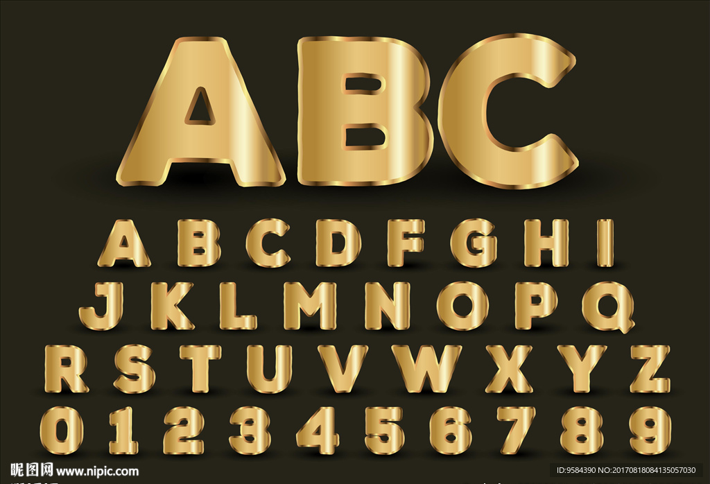 金色黄金英文字母设计