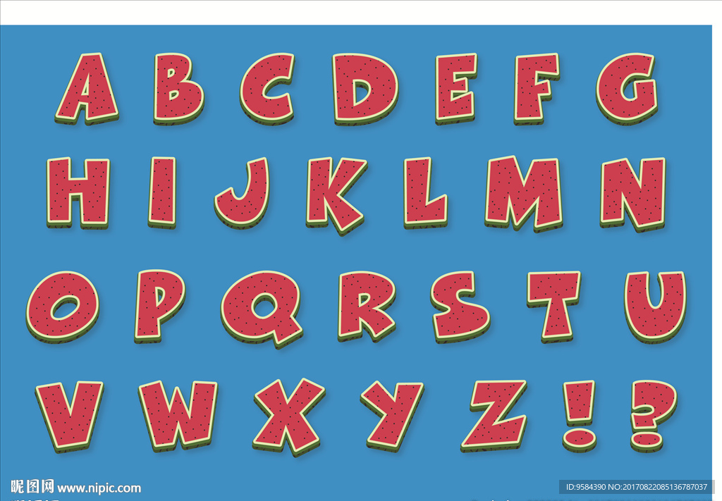西瓜英文字母设计