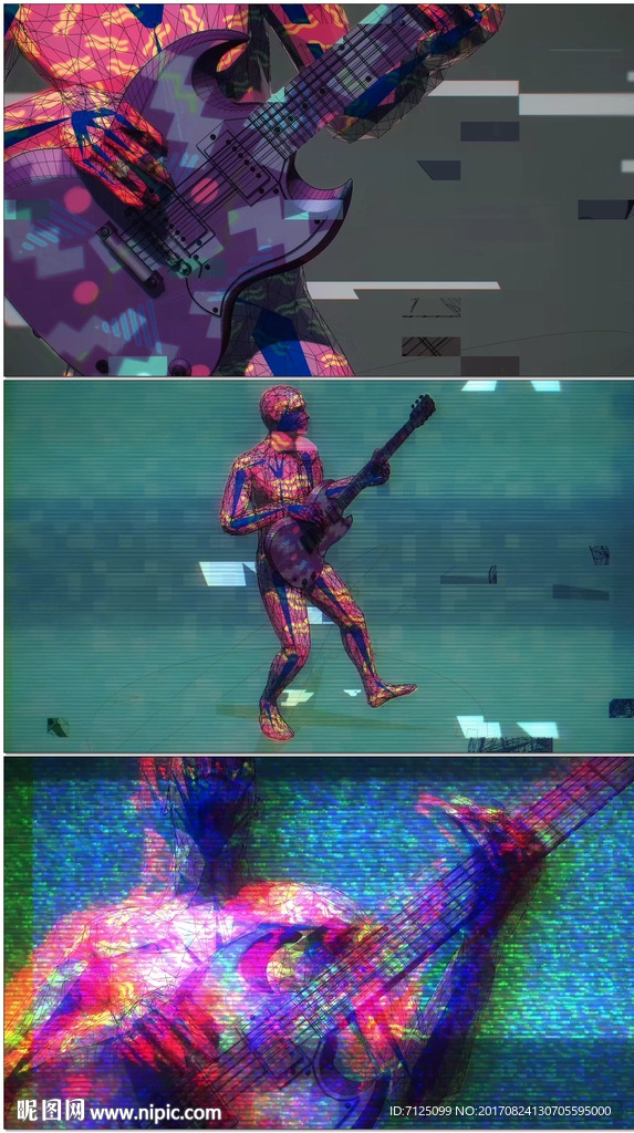 3D搖滾吉他手VJ舞臺背景