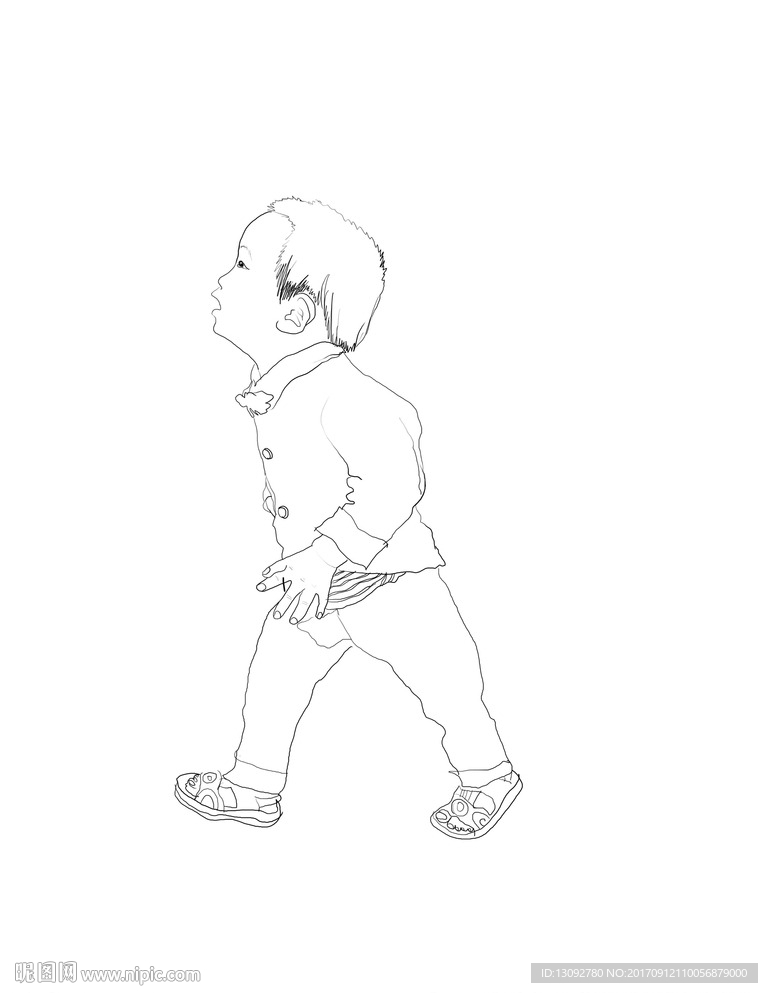 兒子線描