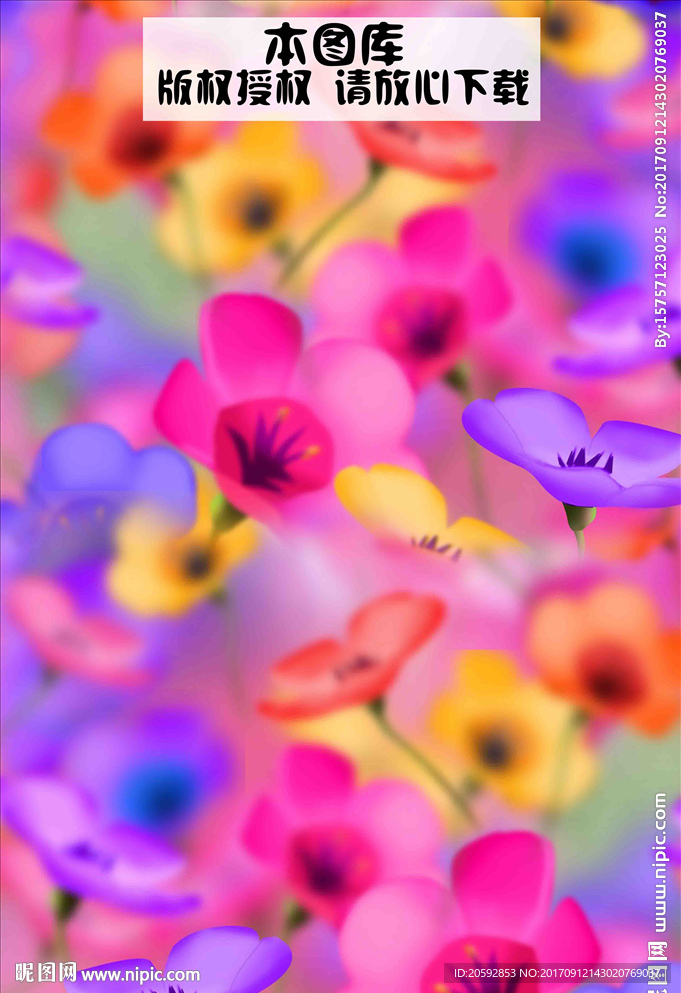 时尚靓丽写实花卉数码印花图案