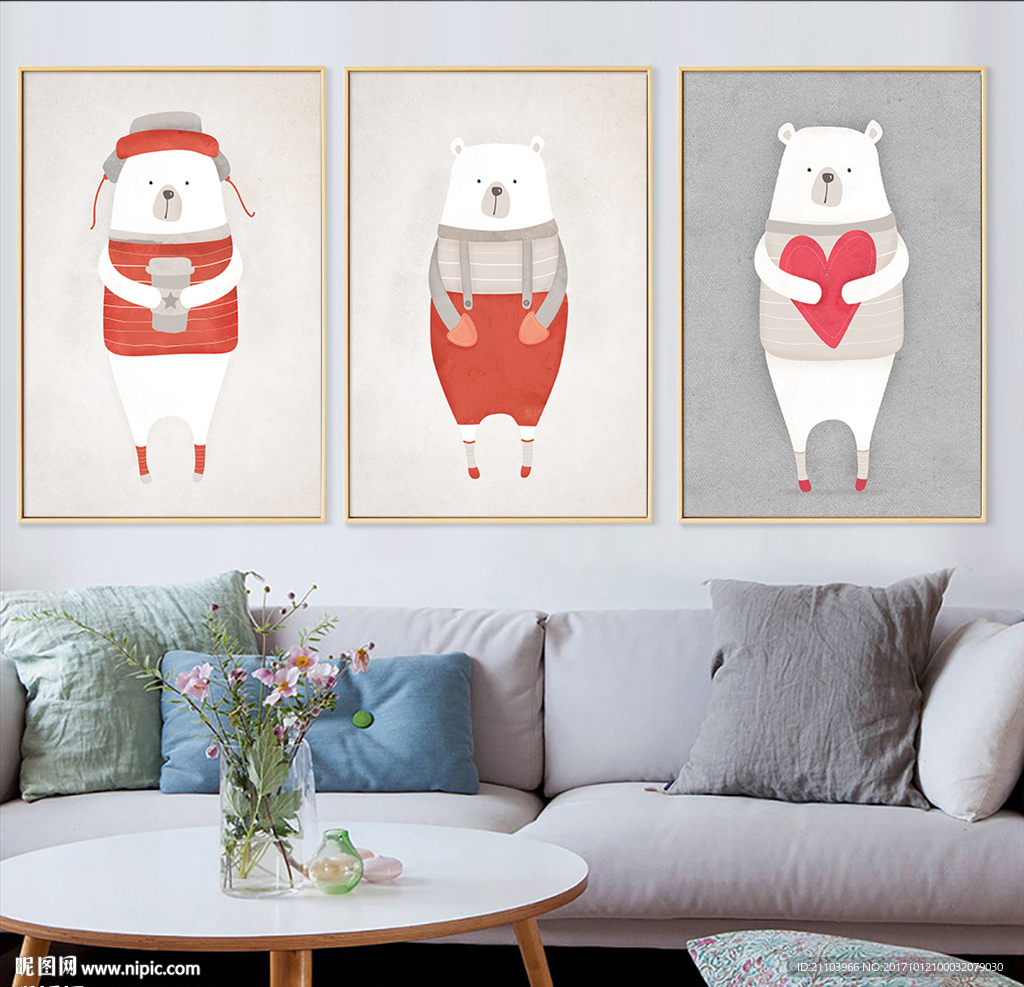 可爱北极熊儿童装饰画