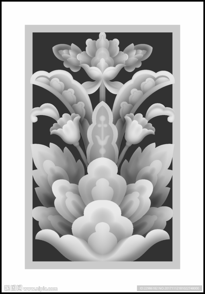 欧式洋花镂空精雕浮雕灰度