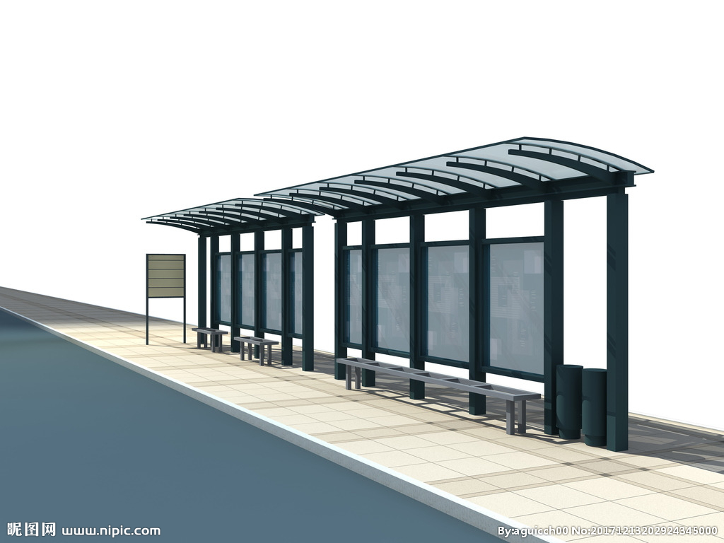 3D公交车站模型