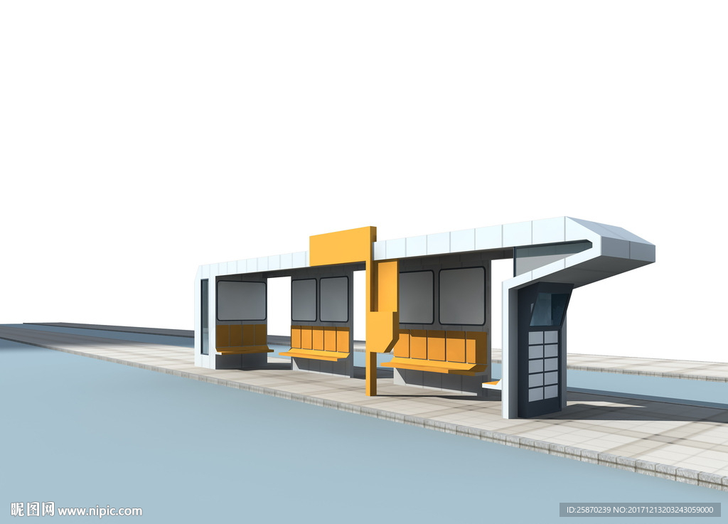 3D公交车站模型