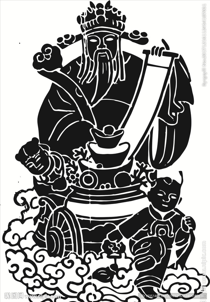 手繪矢財(cái)神可雕刻