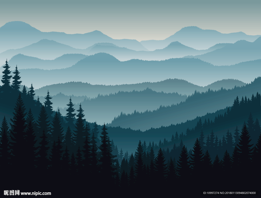 北欧森林风景横幅装饰画背景