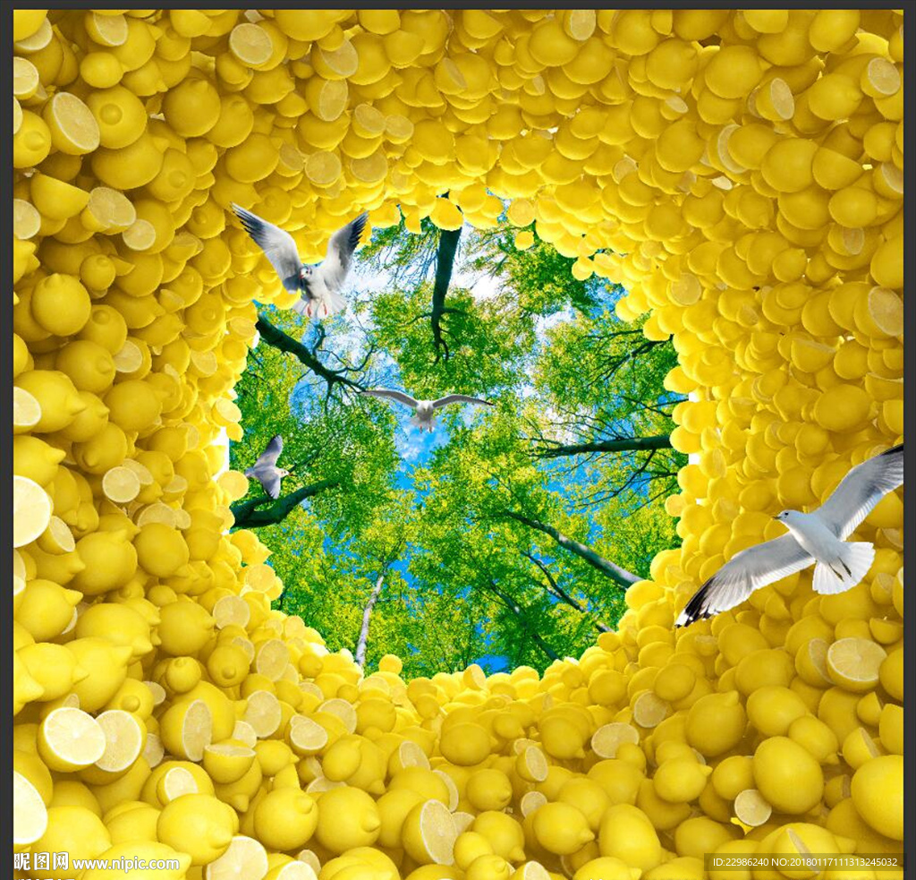 高清柠檬隧道外太空3D立体地板
