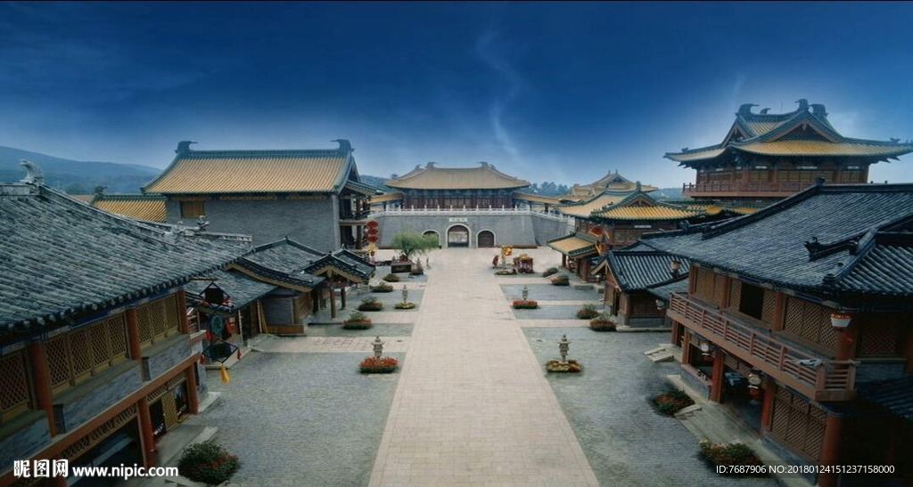 古代街道城門