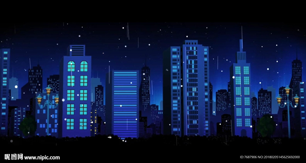 卡通夜晚城市