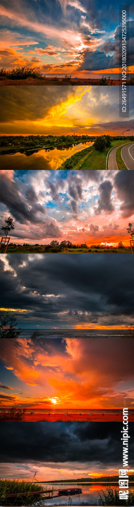 延时摄影美丽自然云层夕阳天空