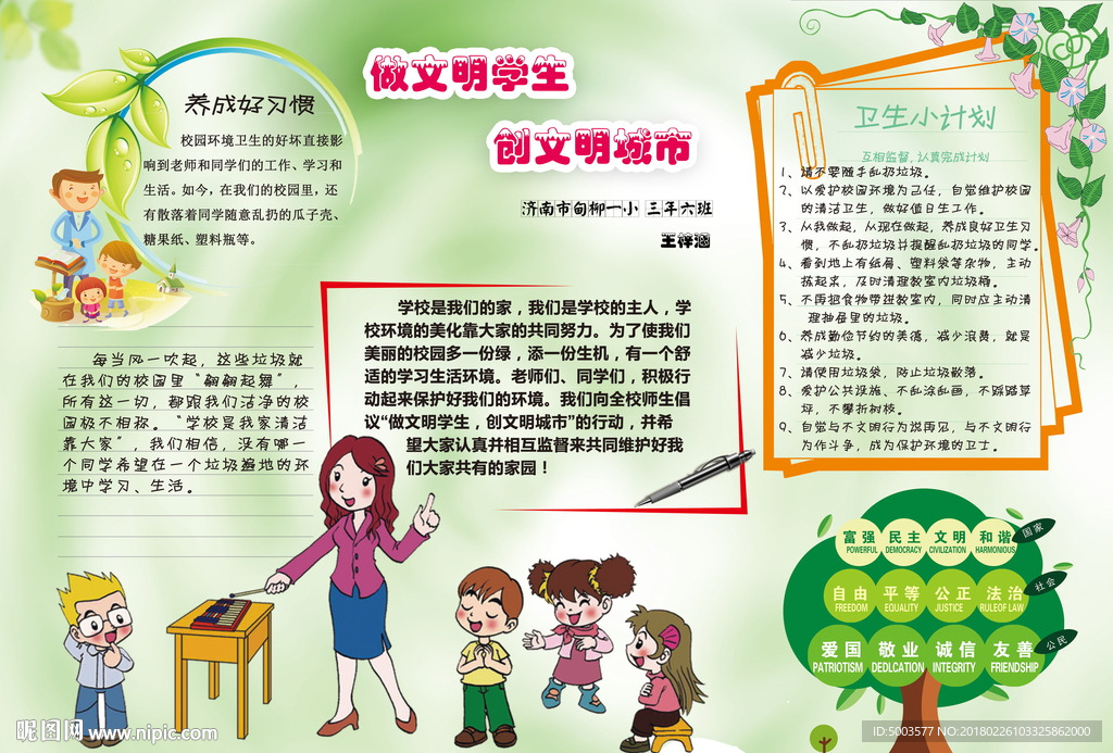 做文明學生創文明城市手抄報