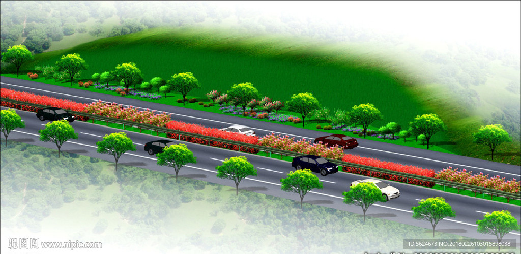 道路綠化效果圖